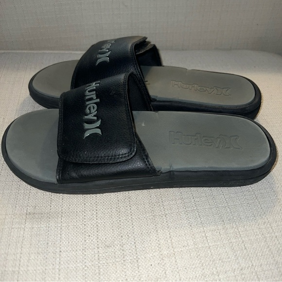 HURLEY Size 8 Black with Gray Logo Adjustable Men's Comfort Slide Sandals - Picture 5 of 11